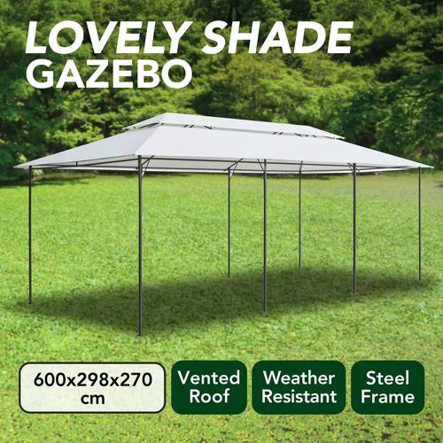 White Gazebo 600x298x270 cm Weather Resistant with Vented Roof for Outdoor Events and Family Gatherings by vidaXL