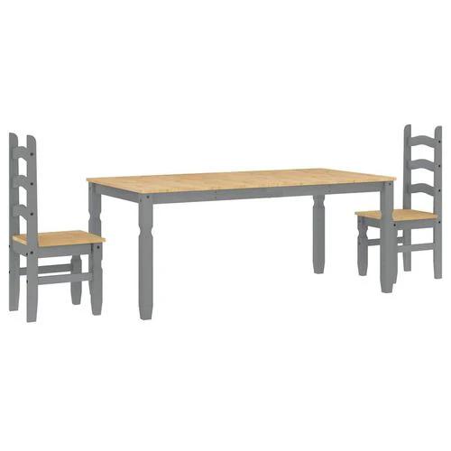 vidaXL vidaXL 3 Piece Dining Set Panama Grey Solid Wood Pine - Dining Set