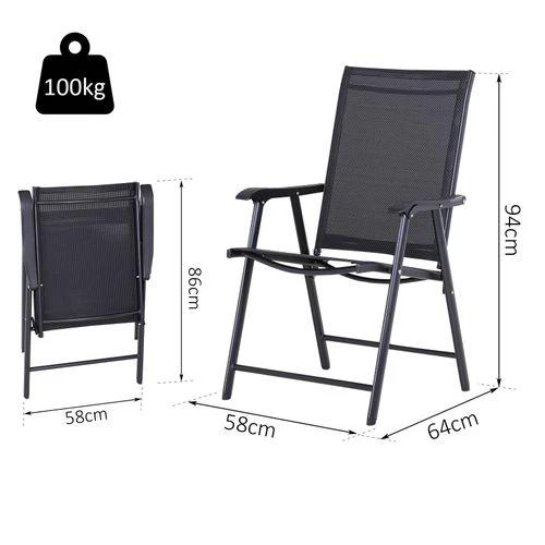 2-PCS Garden Armchairs Outdoor Patio Folding Modern Furniture Black Outsunny by Unbranded