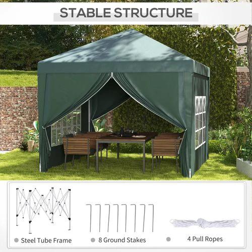 Outsunny 3mx3m Pop Up Gazebo Party Tent Canopy Marquee with Storage Bag Green by Outsunny