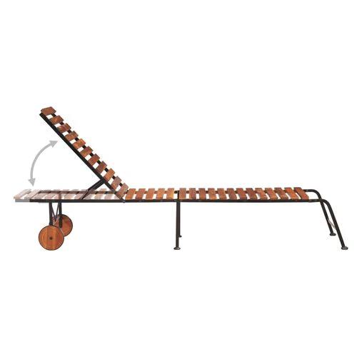 vidaXL Sun Lounger with Steel Legs Solid Acacia Wood - Sun Lounger