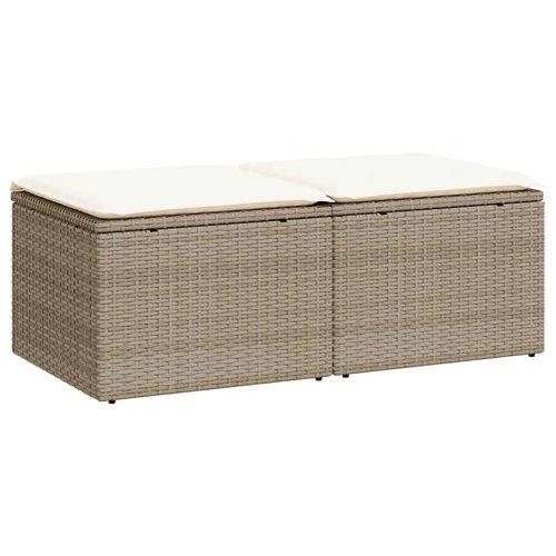 vidaXL 2 Piece Garden Sofa Set with Cushions Beige Poly Rattan Acacia by vidaXL