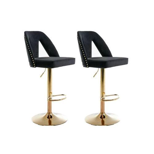 N/A Elegant Velvet Bar Stool with Adjustable Height and 360 Degree Rotation for Stylish Home or Office Use - Bar Stool