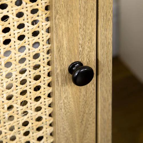 HOMCOM HOMCOM Nightstand, Rattan Bedside Table, Sofa Side Table w/ Cabinet, Shelf - Bedside Table