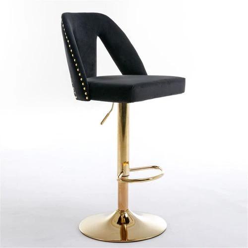 N/A Elegant Velvet Bar Stool with Adjustable Height and 360 Degree Rotation for Stylish Home or Office Use - Bar Stool