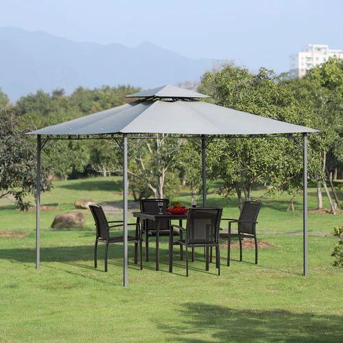 Outsunny 3x3(m) Outdoor Patio Gazebo Steel Canopy Tent Pavilion 2-Tier Roof Top - Gazebos