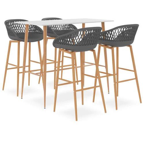 vidaXL 5 Piece Bar Set White and Grey by vidaXL