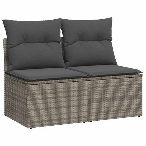 vidaXL vidaXL 4 Piece Garden Sofa Set with Cushions Grey Poly Rattan Acacia - Garden Sofa Sets