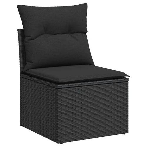 vidaXL vidaXL 8 Piece Garden Sofa Set with Cushions Black Poly Rattan Acacia - Garden Sofa Sets