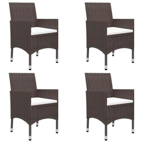 5 Piece Garden Dining Set Poly Rattan and Tempered Glass Brown by vidaXL