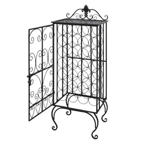 Wrought Iron Wine Rack for 28 Bottles Elegant Design with Side Lock Door for Wine Enthusiasts by vidaXL