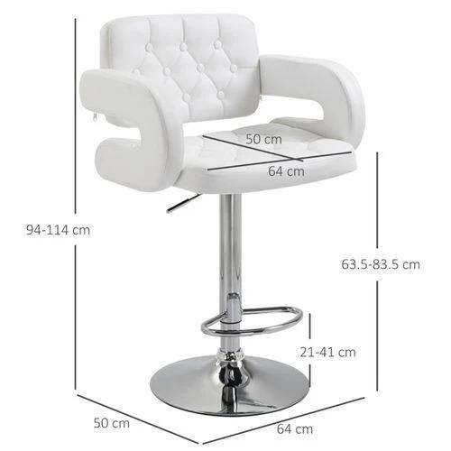 N/A Adjustable Faux Leather Bar Stool with 63.5 to 83.5cm Height and 360° Swivel for Stylish Home or Office Use -