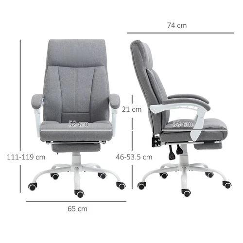 Vinsetto Vinsetto Fabric Office Chair for Home with Arm, Foot Rest, Wheels, Grey - Office Chair