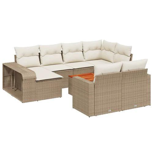 vidaXL 11 Piece Garden Sofa Set with Cushions Beige Poly Rattan by vidaXL