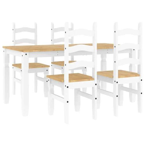vidaXL vidaXL 5 Piece Dining Set Panama White Solid Wood Pine - Dining Set