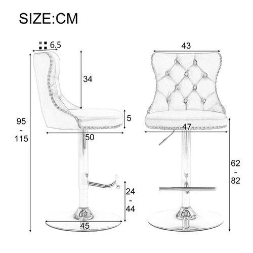 Luxurious Velvet Bar Stools with Adjustable Height and 360 Degree Rotation for Elegant Dining Spaces by N/A