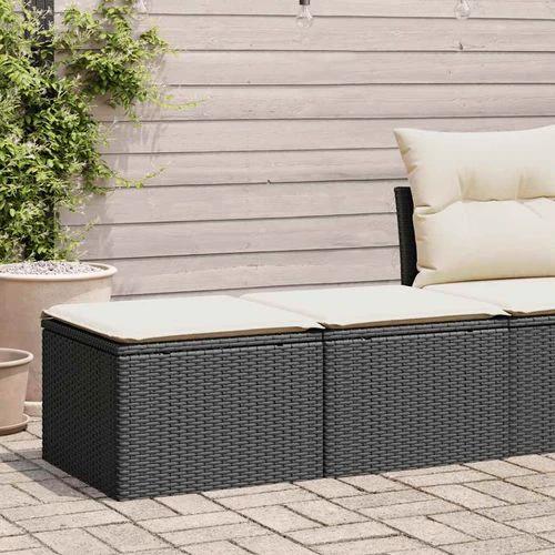 vidaXL 2 Piece Garden Sofa Set with Cushions Black Poly Rattan Acacia by vidaXL