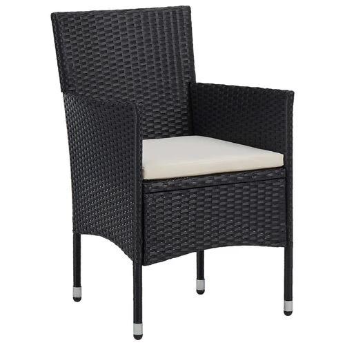 3 Piece Garden Dining Set Poly Rattan and Solid Wood Black by vidaXL