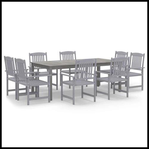 vidaXL 9 Piece Garden Dining Set Solid Wood Acacia Grey by vidaXL