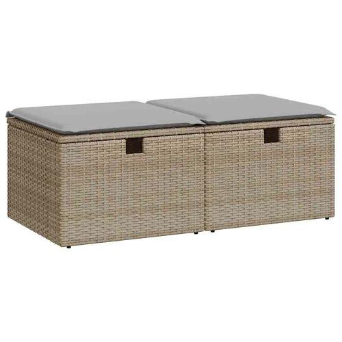 vidaXL 2 Piece Garden Sofa Set with Cushions Beige Poly Rattan Acacia by vidaXL