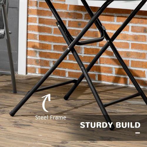 Outsunny Foldable Garden Table for 4, Round Outdoor Dining Table with Steel Frame - Garden Table