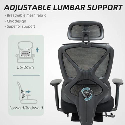 HOMCOM Ergonomic Office Chair, Recliner Computer Chair with Footrest, Black by HOMCOM
