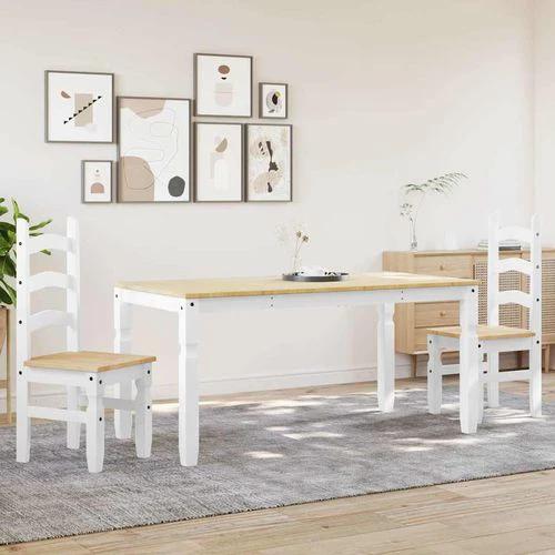 vidaXL 3 Piece Dining Set Panama White Solid Wood Pine by vidaXL