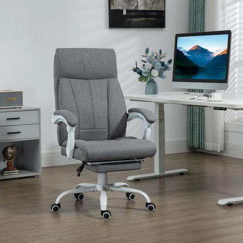 Vinsetto Vinsetto Fabric Office Chair for Home with Arm, Foot Rest, Wheels, Grey - Office Chair