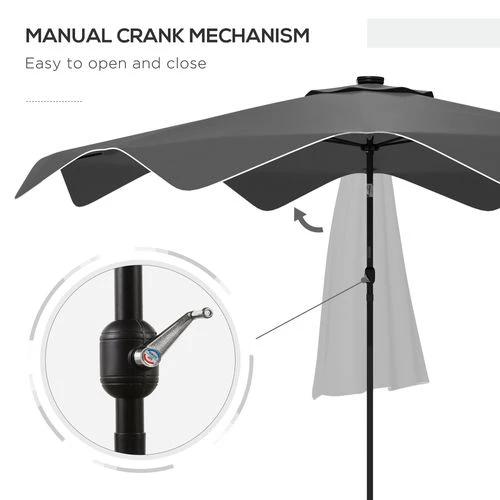 Outsunny Garden Parasol Umbrella with LED Lights and Tilt, Table Umbrella by Outsunny