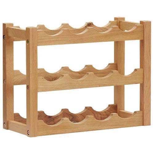 Solid Oak Wood Wine Rack for 12 Bottles 47x21x36 cm Rustic Design for Home Wine Storage by vidaXL