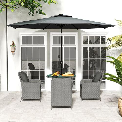 Outsunny Outsunny Six-Piece Rattan Garden Dining Set With Parasol And Cushions For Outdoor Entertaining - Garden Set