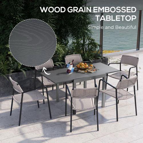 Outsunny Extendable Garden Table for 6 with Aluminium Frame for Patio, Balcony by Outsunny