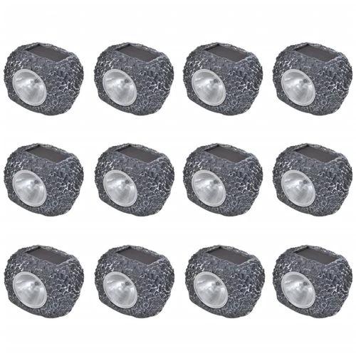 vidaXL Outdoor Solar Powered LED Spotlight Stone Shape 12 pcs - Spotlight