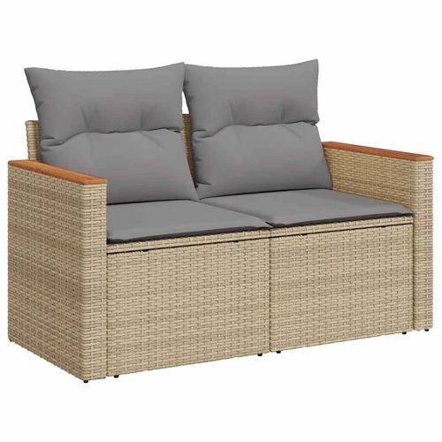 vidaXL 6 Piece Garden Sofa Set with Cushions Beige Poly Rattan Acacia by vidaXL