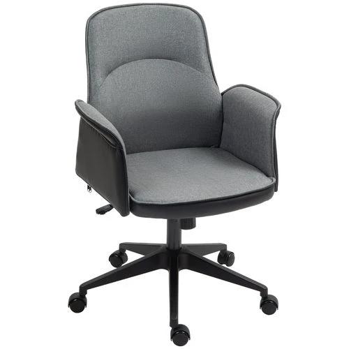 HOMCOM Office Chair, Linen Desk Chair with Adjustable Height Grey -