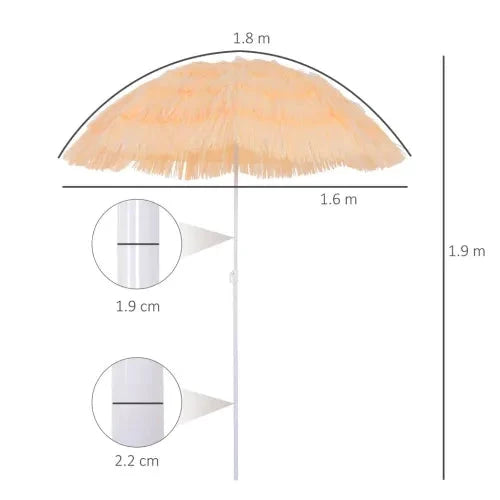 Unbranded Patio Garden Hawaii Beach Sun Umbrella Sunshade Hawaiian Folding Tilting Parasol - Parasol