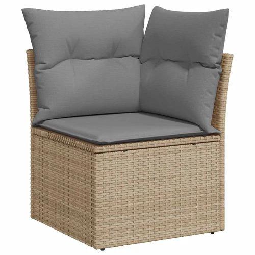 vidaXL vidaXL 9 Piece Garden Sofa Set with Cushions Beige Poly Rattan Acacia - Garden Sofa Sets