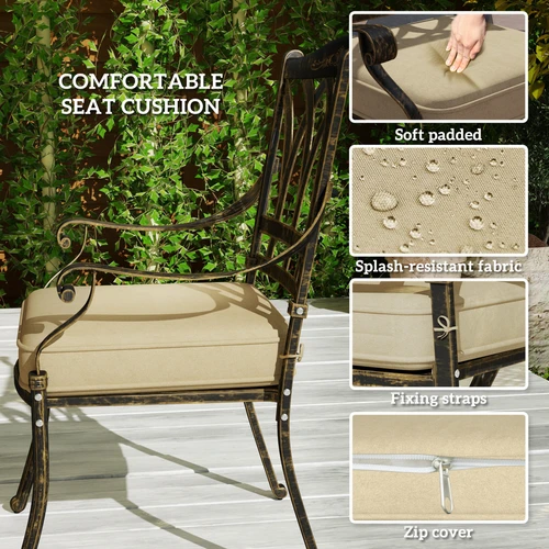 Outsunny Elegant Nine-Piece Outdoor Dining Set with Cushions and Parasol Hole for Entertaining Guests - Garden Set