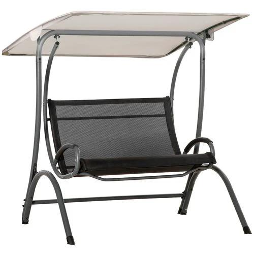 2 Seater Garden Swing Seat Double Bed Adjustable Tilting Canopy, Beige by Outsunny