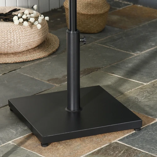 Heavy Duty Steel Adjustable Parasol Base 20 Inch Square Matte Black for Outdoor Umbrella Stability by Outsunny
