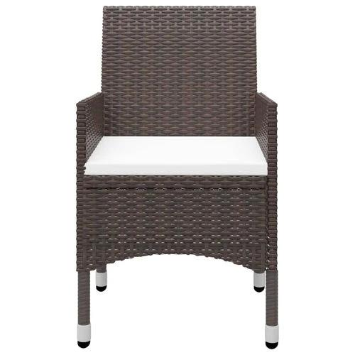 5 Piece Garden Dining Set Poly Rattan and Tempered Glass Brown by vidaXL