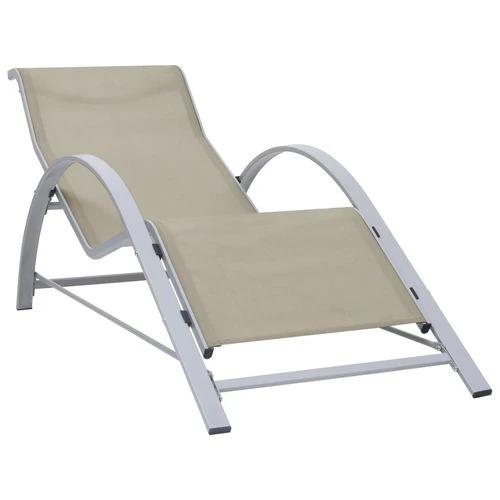 vidaXL Sun Loungers 2 pcs with Table Aluminium Cream - Sun Lounger