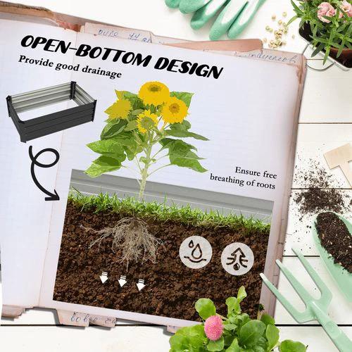 Outsunny Set of 2 Galvanised Raised Garden Bed for Flowers, Herbs and Vegetables by Outsunny