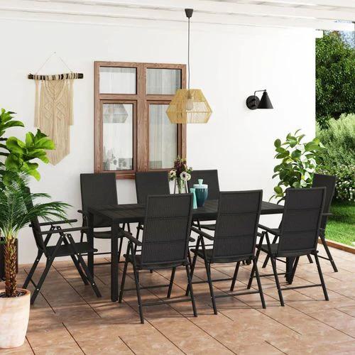 vidaXL vidaXL 9 Piece Garden Dining Set with Weather-Resistant PE Rattan and Easy-Clean WPC Tabletop for Outdoor Entertaining - Garden Set