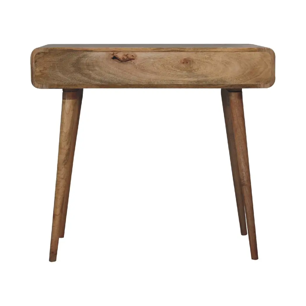 Artisan Furniture Artisan Furniture Solid Wood Curved Oak-ish Writing Desk, 1 Drawer, 1 Shelf, Brown - Desk