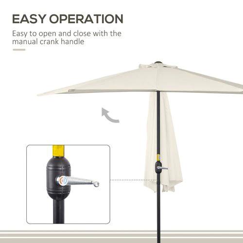 Outsunny Outsunny 3 m Half Round Umbrella Parasol-White - Parasol
