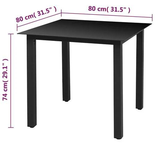 vidaXL vidaXL Garden Table Black 80x80x74 cm Aluminium and Glass -