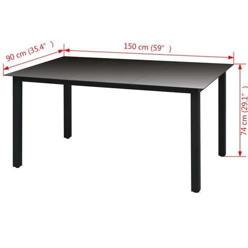vidaXL vidaXL Garden Table Black 80x80x74 cm Aluminium and Glass -