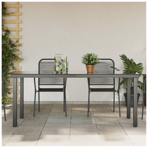 vidaXL Garden Table Black 80x80x74 cm Aluminium and Glass by vidaXL