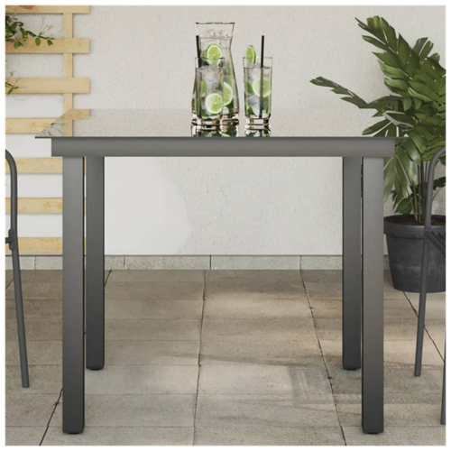 vidaXL vidaXL Garden Table Black 80x80x74 cm Aluminium and Glass -